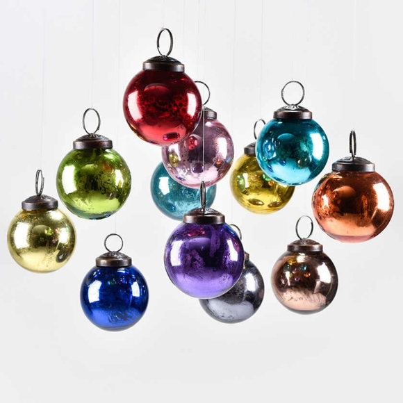 NIB 2" Multicolor Mercury Glass Ornaments - Picture 1 of 3